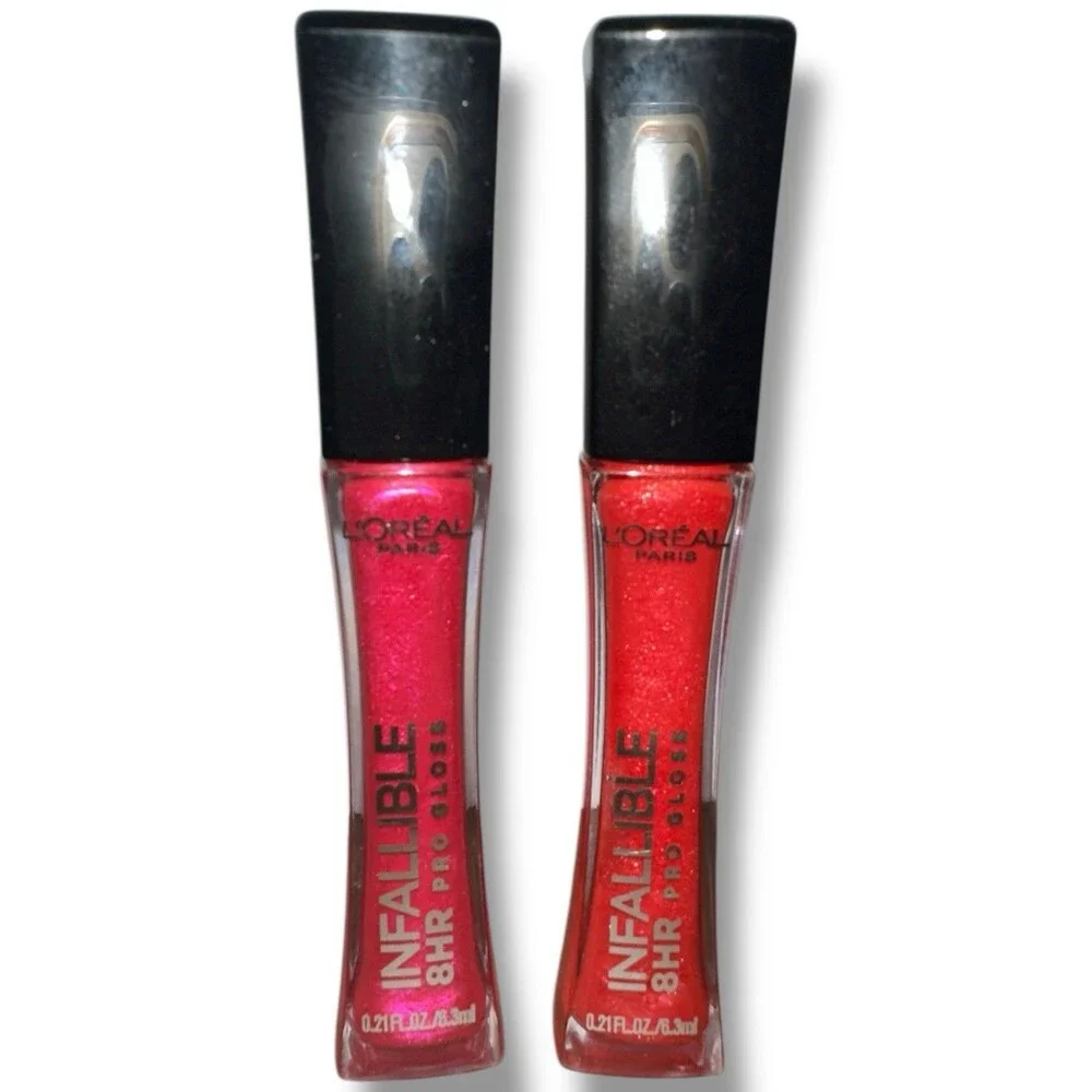 L'Oreal Infallible 8 HR Pro Gloss Set: 340 Cherry Flash & 140 Pink Topaz 🩷❤️